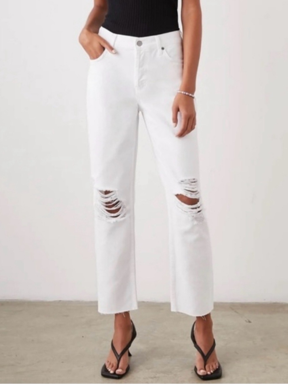 NWOT Rails The Atwater Slouchy Straight White Distressed Jeans Rails